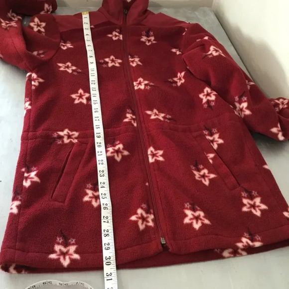 Vintage Fen.nelli SPORT long floral fleece jacket in Red and  white - Size 7/ 8 - Picture 9 of 11